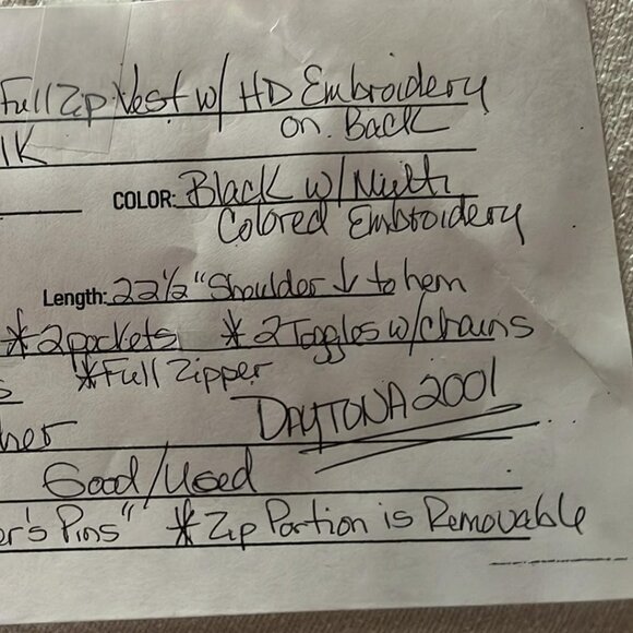 Vintage UNIK SZ LG Adjustable Leather Vest & Neck Cover Embroidered W/Event Pins - Picture 3 of 15